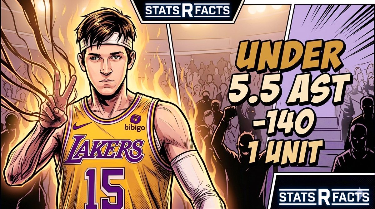 STATSFACT5's tweet image. #NBA March 25th (Play #2) 

🚨THIS IS TOO HIGH🚨

🌟A REAVES - UNDER 5.5 ASSISTS
🏷️(-140)
📚(BET365)
🎮(#LakeShow @ #YesCers)

LEAVE A ❤️ IF TAILING + HYPED!
———————————————————
LeBron + Luka = Reaves under AST.. it’s a simple system play that works more than it doesn’t! 

Under