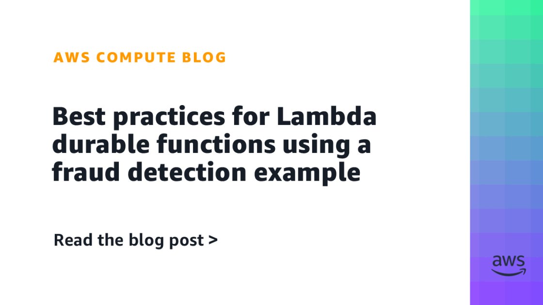 RDarrylR's tweet image. I recently presented on #Lambda Durable Functions and wrote a blog and example app on them. These work really well for code-focused workflow management tasks on #AWS. If you need to pause, wait for human input, and pick back up without losing progress then you should consider