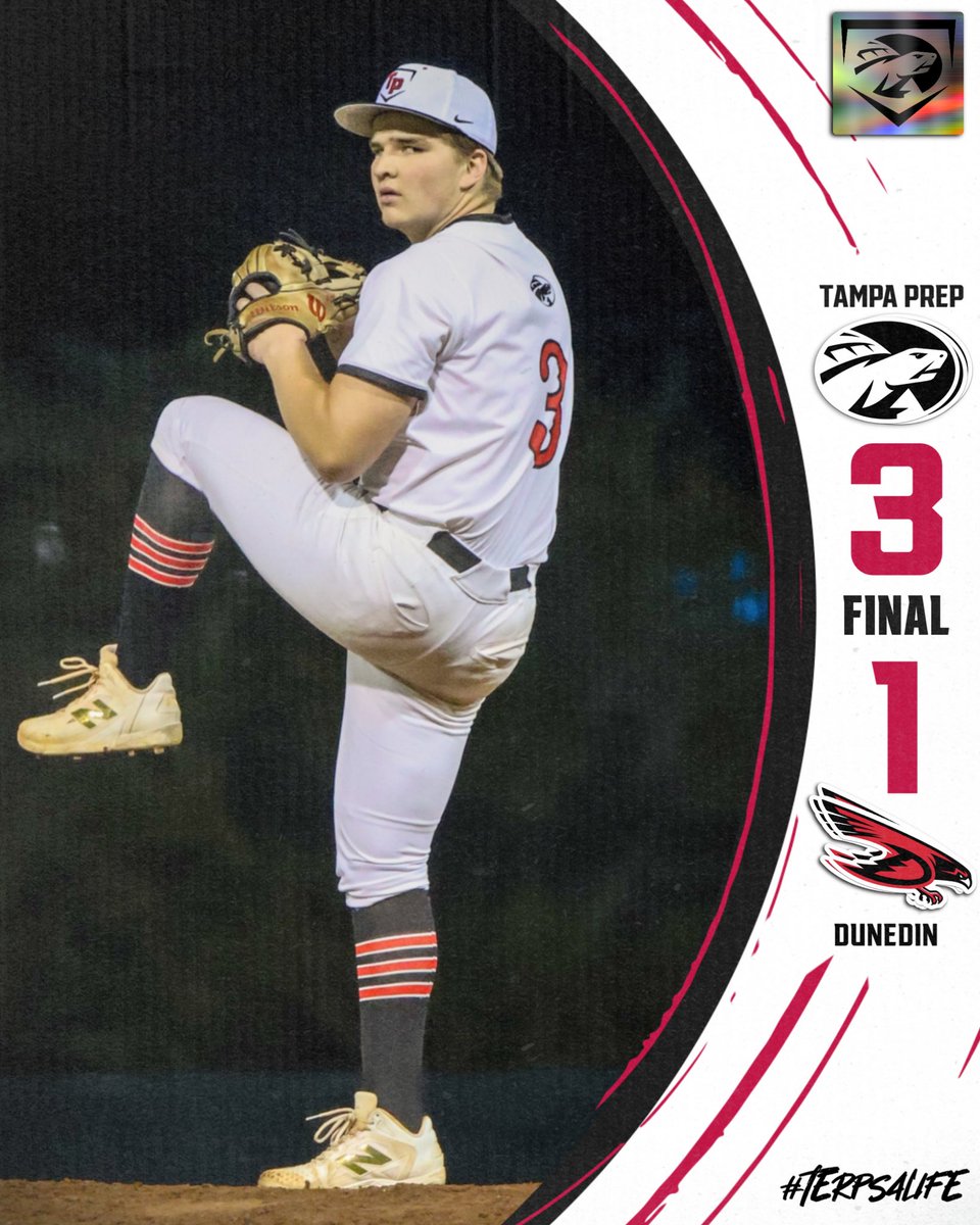 TPrep_Athletics's tweet photo. ⚾️ // 𝗙𝗜𝗡𝗔𝗟:
Tampa Prep 3
Dunedin 1

✔️ L. Akins: 6.0 IP, 0 ER, 12 K, W
✔️ L. Sallis: 2-3, 3B, 2B, 2 R, BB
✔️ T. Kin: 2-3, 2B, R

⏭️ vs St. Pete Catholic | Wed 3/25 | 3PM

📸 julia_on_the_lens

#Terps4Life 🐢 https://t.co/R5yWhgAyGn
