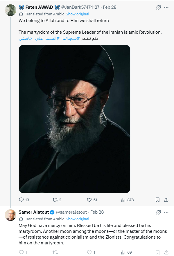 GOPBadgers's tweet photo. Does Francesca Hong believe that brutal dictator Ayatollah Khamenei is a martyr? https://t.co/xBaIrziRys