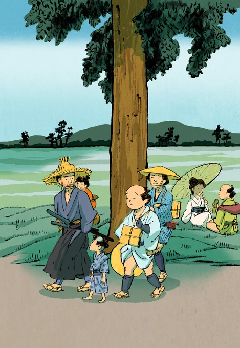 稲葉稔さん『へっぽこ膝栗毛 五』 (双葉文庫) カバー描いちょります。 旅は道連れ世は情け、笑いあり涙ありの大人気時代シリーズ第五弾!