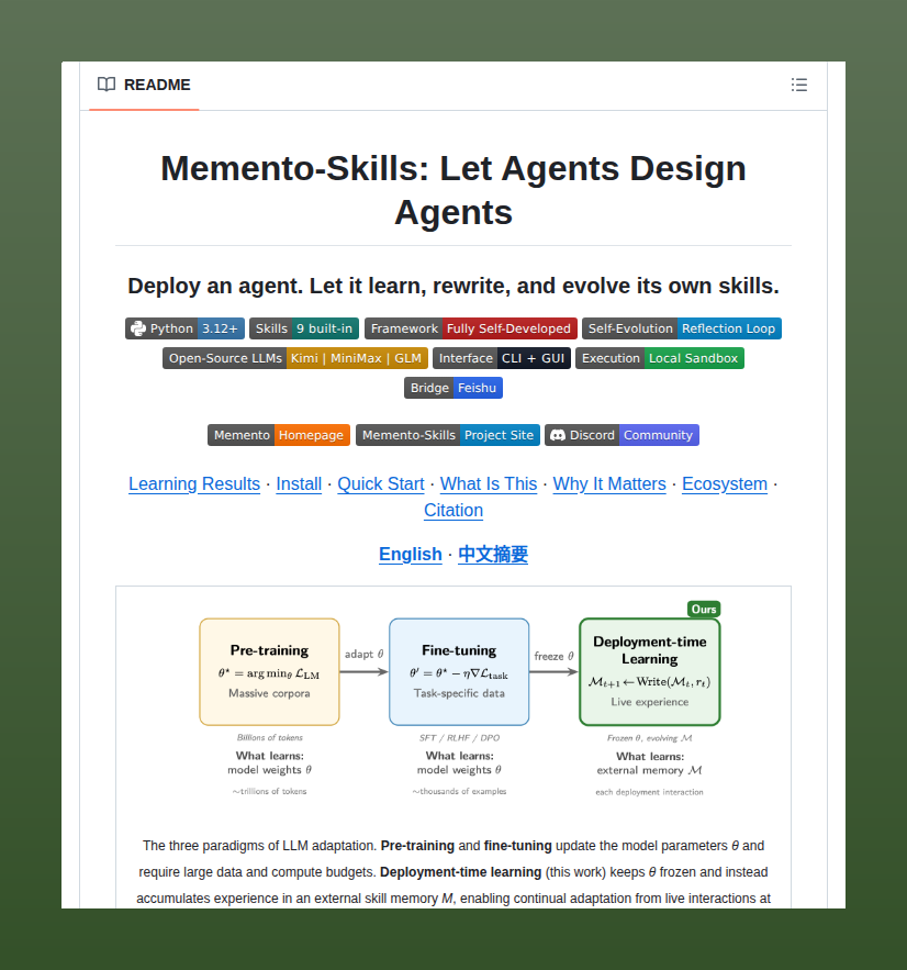 tom_doerr's tweet photo. Self-evolving agents with external memory

https://t.co/ITFB6dA4Ex https://t.co/dS9dkC2BMg
