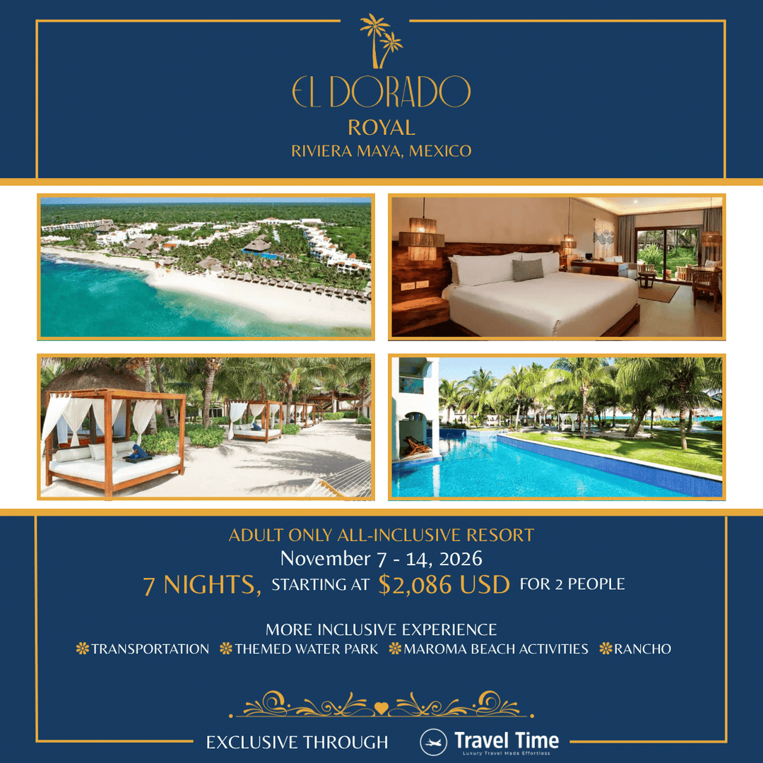 TravelTimeLois's tweet photo. Escaping to the El Dorado Royal in Riviera Maya is the ultimate way to recharge. 

📍 The Details:
• Where: El Dorado Royal | Riviera Maya
• When: November 7 - 14, 2026 (7 Nights)
• Price: $2,086 USD / 2 people

 🥥Exclusive through Travel Time.

📩 DM us to lock in this rate. https://t.co/59cObkES5J