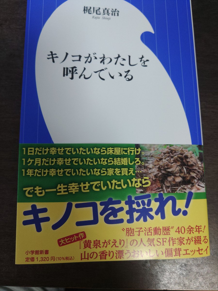 kajioshinji3223's tweet photo. ４月1日に発売されるエッセイ本｢キノコがわたしを呼んでいる｣小学館新書の見本をいただきました。きのこバカの爺の本ですだ。
宣伝してくだせえ。 https://t.co/7IpPvuJUCC