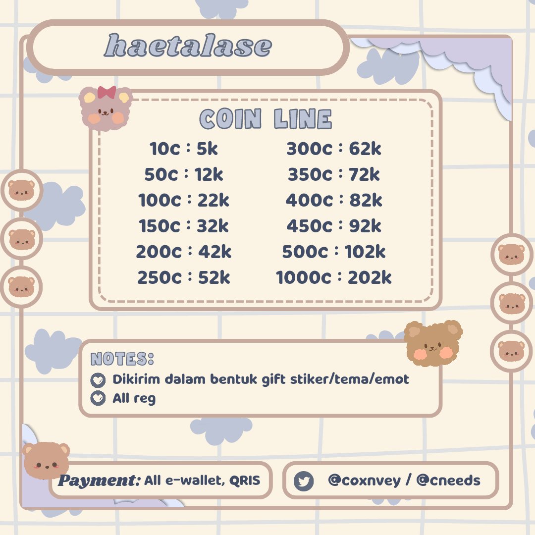 geqcko's tweet photo. #zonauang 
🕊 ⸝⸝ 🧸 ꒰ hi, mau beli coin line? yuk disini ada!🤎

   . ✧  trusted
   . ✧  payment bisa all ewallet (qris)
  
order? dm/wa https://t.co/SJuLBOxpZH♡https://t.co/qeD6CtmNMC