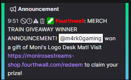 M4RK0GAMING's tweet image. So I was busy lurking and working on something when a fellow MOD .. LUNAR was buying @monirosestreams merch.  It triggered a MERCH TRAIN, which allowed chat to enter a giveaway for Merch and I won a Moni Rose Desk Mat.  SHE IS LIVE NOW come by twitch.tv/monirosestreams #fourthwall