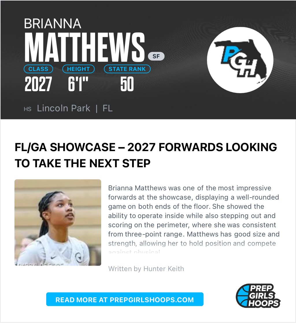 Bre_Matthews3's tweet image. 🙏🏽 grateful! Thank you @PGHFlorida &amp;amp; @hunterkeithl for the write-up. 
@DuvalElite 
#AGTG #GirlsBasketball #HardWork #BasketballShowcase