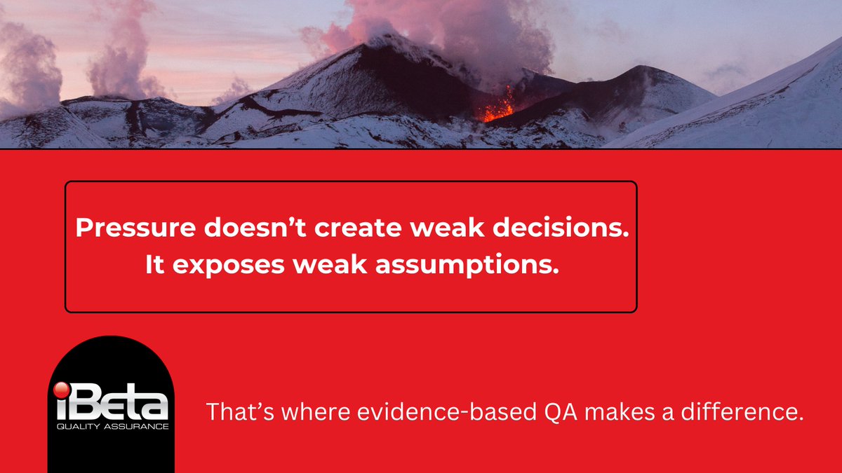iBetaQA's tweet image. Pressure exposes weak assumptions.

Deadlines and incidents test decision-making.
Evidence-based QA grounds choices in verified information instead of speculation. Preparation reduces panic.
ibeta.com

#QualityAssurance #DecisionMaking #RiskReduction