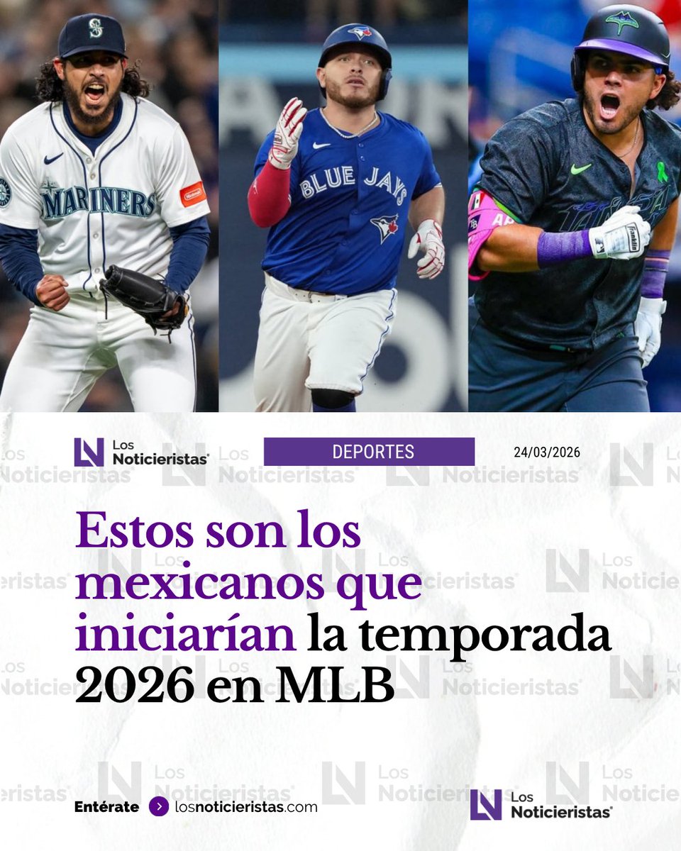 noticieristas's tweet photo. 🟣| Hasta el momento, serían más de 10 los jugadores mexicanos que tendrían un lugar en el primer equipo de sus respectivas organizaciones en la temporada 2026 de las Grandes Ligas ⚾, misma que inicia este miércoles 25 de marzo.
Lee la noticia 🔗👉🏼 https://t.co/BEQvDk9nXs https://t.co/fz6K7pAgvt