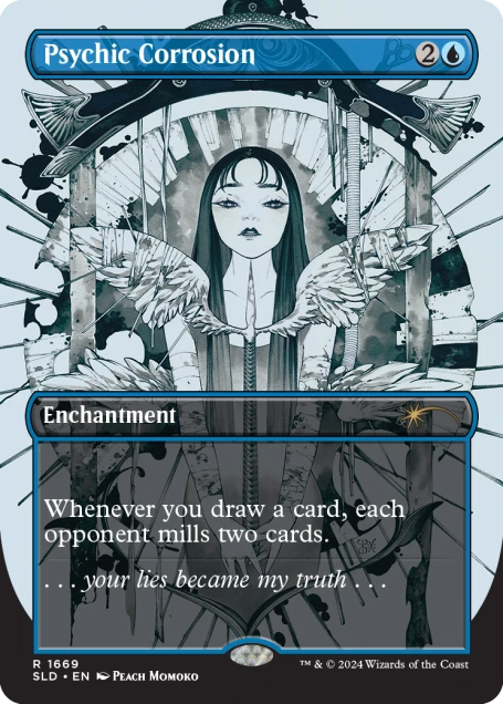 misatcg's tweet photo. @evynfong It's so hard to choose just one (esp with lorwyn's release). My favorite art so far is Peach Momoko's take on Psychic Corrosion https://t.co/00ITid9lWO