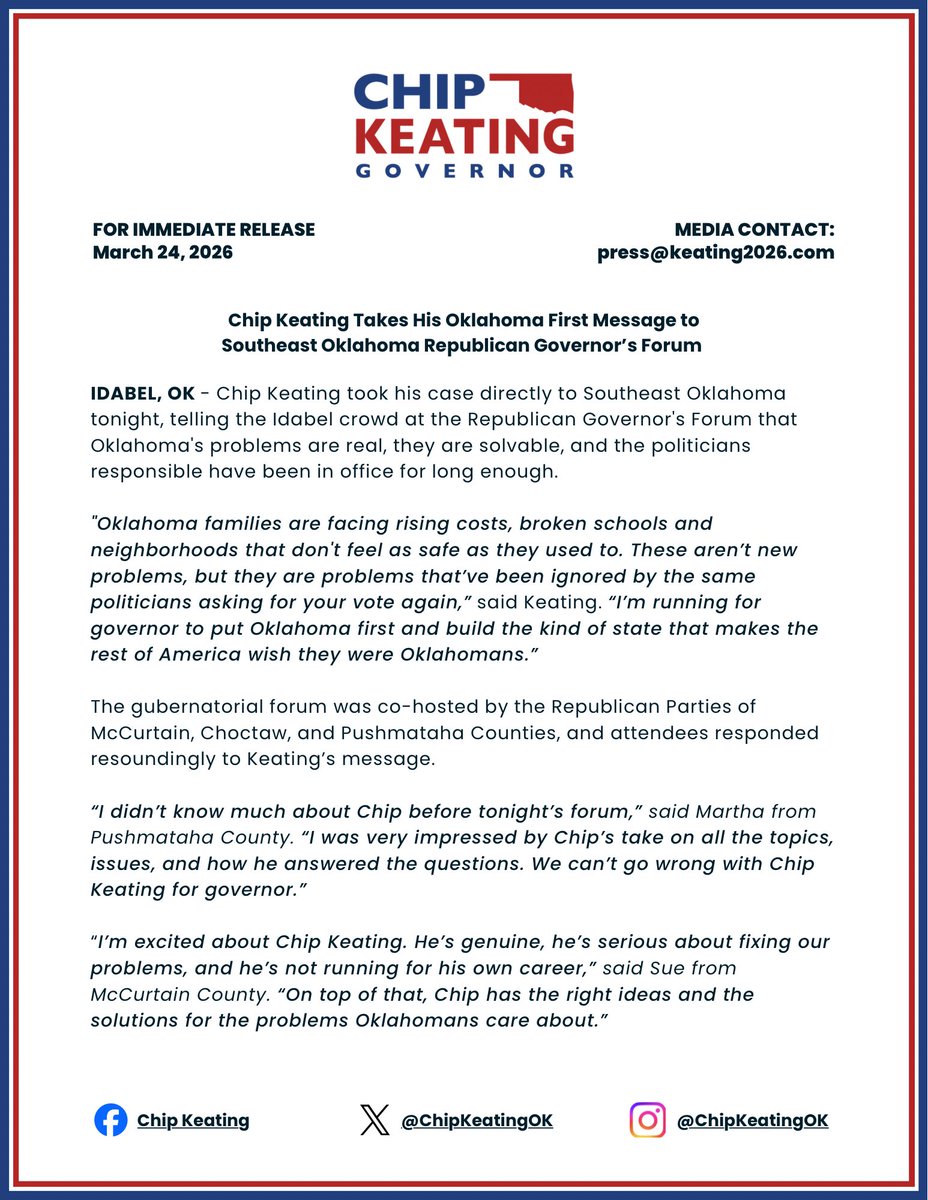 Chip Keating for Governor tweet media