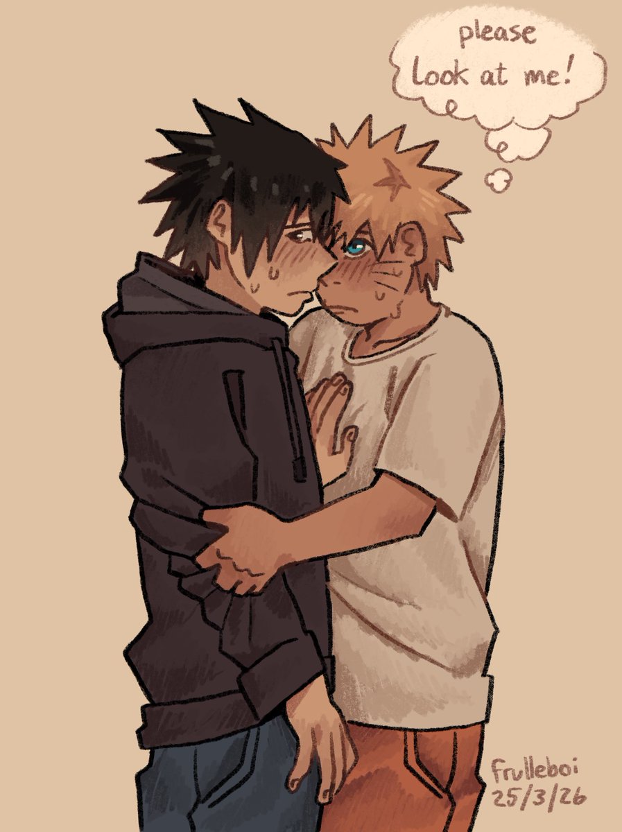 Frulleboi's tweet image. Yeah, I had to make them awkward 🍥🍅

#narusasu #sasunaru #naruto #sasuke 
( a lil AU where Sasuke is too scared to get out of the closet )