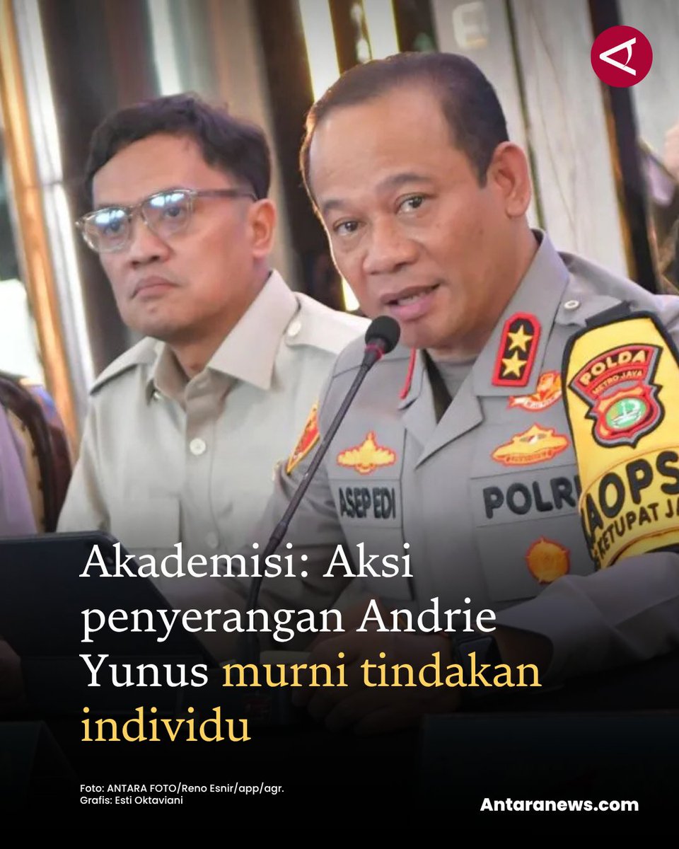 antaranews's tweet photo. Guru Besar Ilmu Komunikasi Universitas Islam Negeri (UIN) Mataram, Profesor Kadri, menilai kasus penyiraman air keras terhadap aktivis KontraS ini harus ditempatkan secara proporsional sebagai tindakan individu, bukan institusi.

“Menurut saya persoalan ini kita letakkan sebagai oknum. Tidak bisa ditarik ke institusi. Tidak bijak. Harus diletakkan sebagai oknum,” ujarnya.

Baca selengkapnya
⬇️⬇️⬇️
https://t.co/S98k4Fh22A