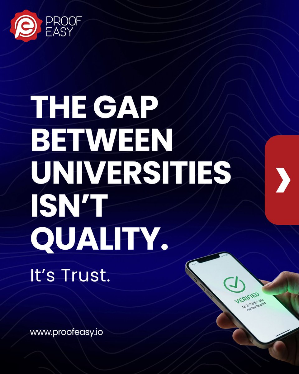 proof_easy's tweet image. The gap between universities isn’t just about teaching quality.

It’s about how easily their credentials can be trusted.

When verification is slow, trust drops.
When verification is instant, confidence rises.

#credentialverification #digitalcredentials #edtech #proofeasy