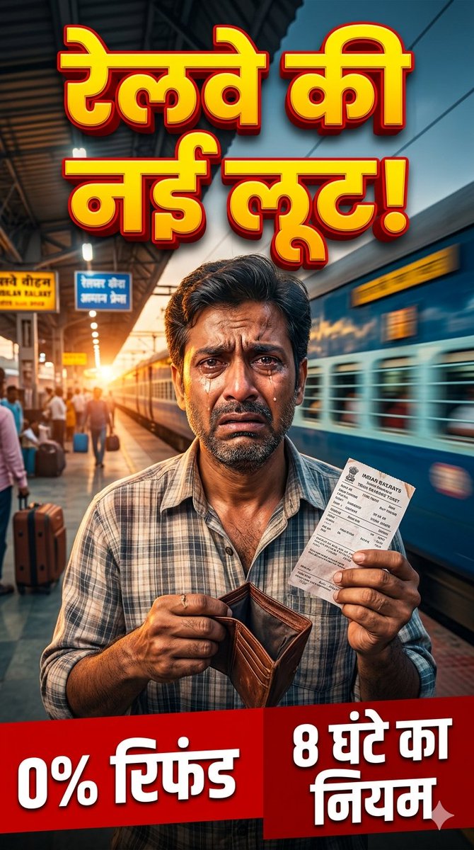Railway की नई लूट
रिफंड की शर्तों में बदलाव
आम आदमी की जेब पर डाका!
#railwayrefund #irctc #trainticket