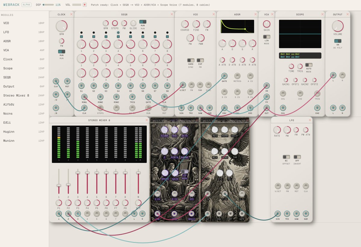 r13's tweet photo. You can tell that I've been making #Winamp skins for years. Added five new module styles to #Webrack today.
Alpha version is coming this weekend @ https://t.co/gbBThXUEWc
#eurorack #synths #vcvrack https://t.co/Gf1VMZvyz4