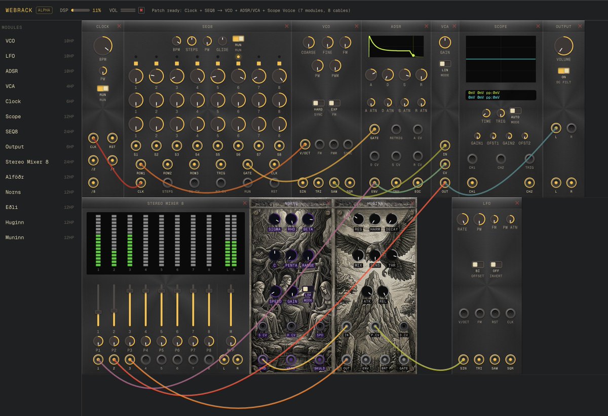 r13's tweet photo. You can tell that I've been making #Winamp skins for years. Added five new module styles to #Webrack today.
Alpha version is coming this weekend @ https://t.co/gbBThXUEWc
#eurorack #synths #vcvrack https://t.co/Gf1VMZvyz4