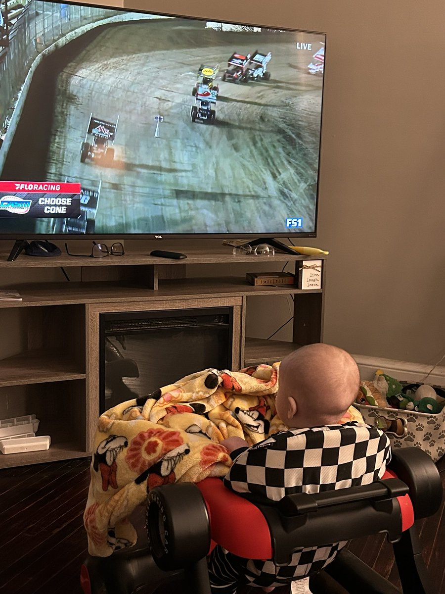My grandson Maverick knew that Paps had the <a href="/HighLimitRacing/">High Limit Racing</a> race on, and he wanted to watch too.