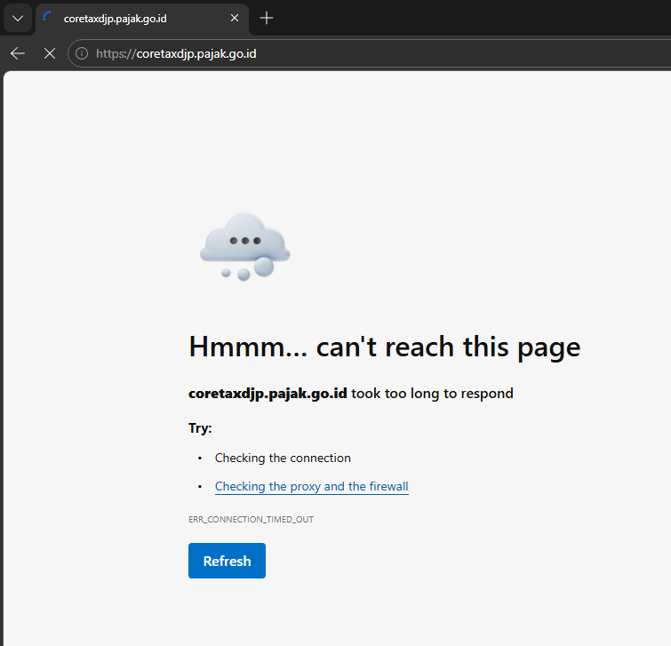 chocoa_milk's tweet photo. @kring_pajak coretax lagi error kah min? dari smlm susah kali di akses , uda pake bbrp browser, private browser sampe pinjam komputer teman jg ttp ga bisa masuk,. loading terus sampe gini , padahal koneksi aman kok https://t.co/ol0uk4Jva4