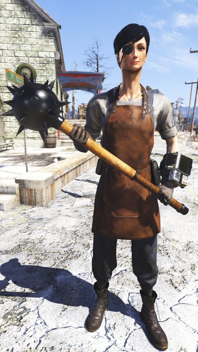 Gunshop_Omizu's tweet photo. #Fallout76 #フォールアウト76
#FalloutGunsmith
それは鉄球というには余りにも大き過ぎた。大きく、丸く、重く、そして大雑把過ぎた。
…てな訳で鉄球(スーパースレッジ)のスキン欲しさに貯めてたATOMでグロッグナックのバンドルを購入。たまにはこういうシンプルかつ古風な近接武器も良いものです。 https://t.co/PNhhPaFJBx