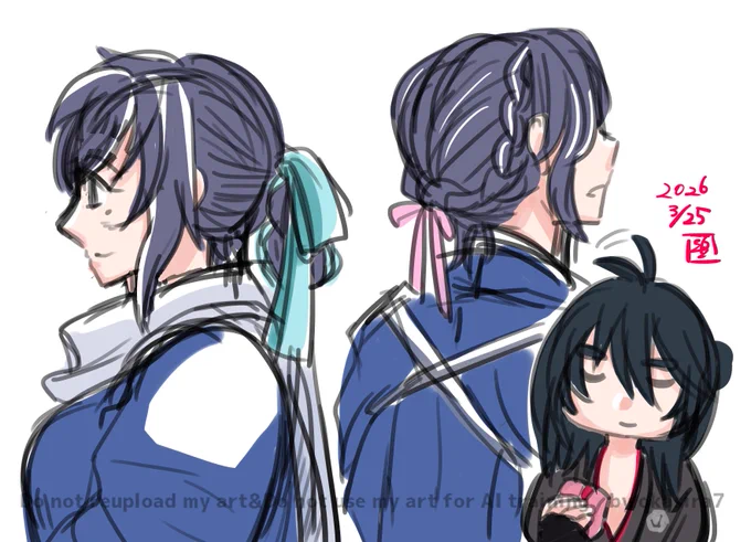 【孫安らくがき】もうちょっとお近づきになったらプレゼントしたい髪紐と、それを使ったアレンジを想像する孫