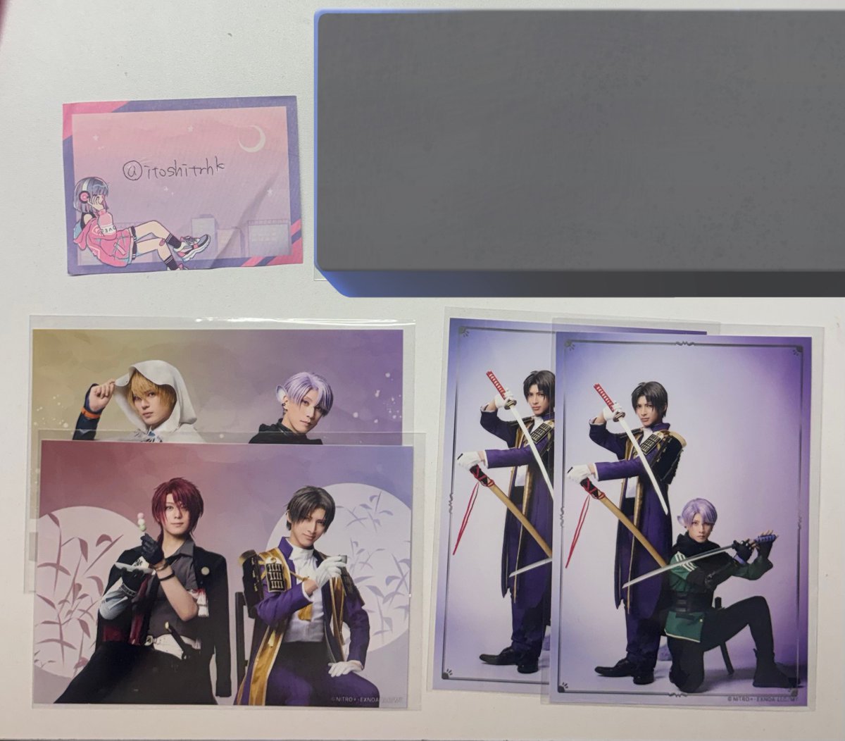 itoshitrhk's tweet photo. 【交換】刀ミュ 夜半 ランブロ ランダムペアブロマイド ライブ

【譲】画像参照
【求】国広&amp;後家、青江&amp;後家

コンプ目的です。
青江&amp;長義、戦闘:青江&amp;国広もゆるく探してます。

郵送or大阪手渡し
お気軽にお声がけください。 https://t.co/h0Dz1wexyA