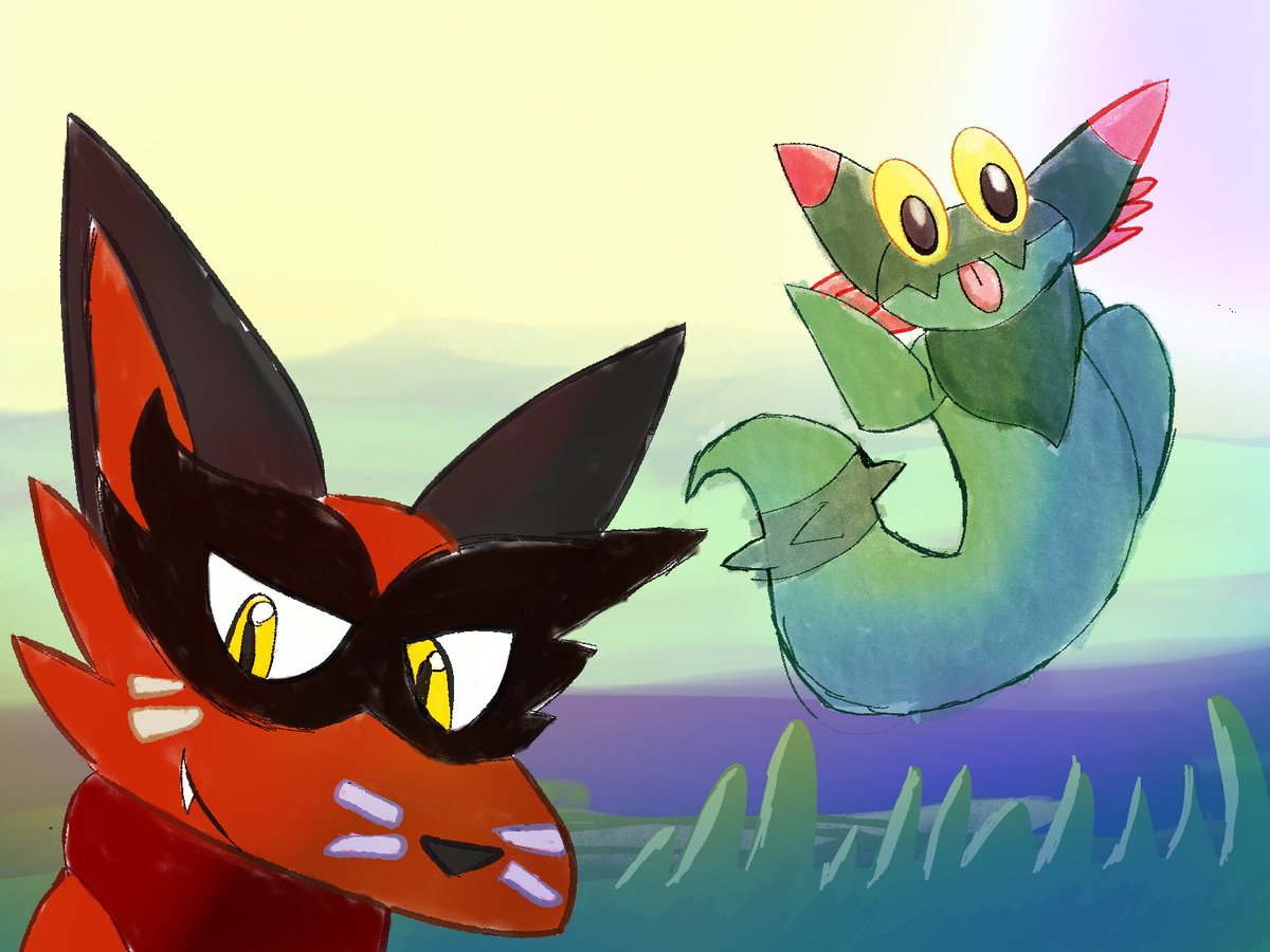 BlueZaker's tweet image. First drawing in Clip Studio, what do you think?
#nickit #dreepy #pokemon #PMD #PokemonMisteryDungeon