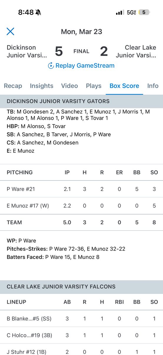 ericmunoz923's tweet photo. First game on the mound since recovering from my shoulder cuff injury feeling great and trusting my stuff @Justinp38520147 @MrCoach310 @BigRockHawk @caeden_trenkle @MTHD_4417 @BlakeMcquain @AmericanForceBB @dhsgatorBsbl https://t.co/Hqt3c3kFAT