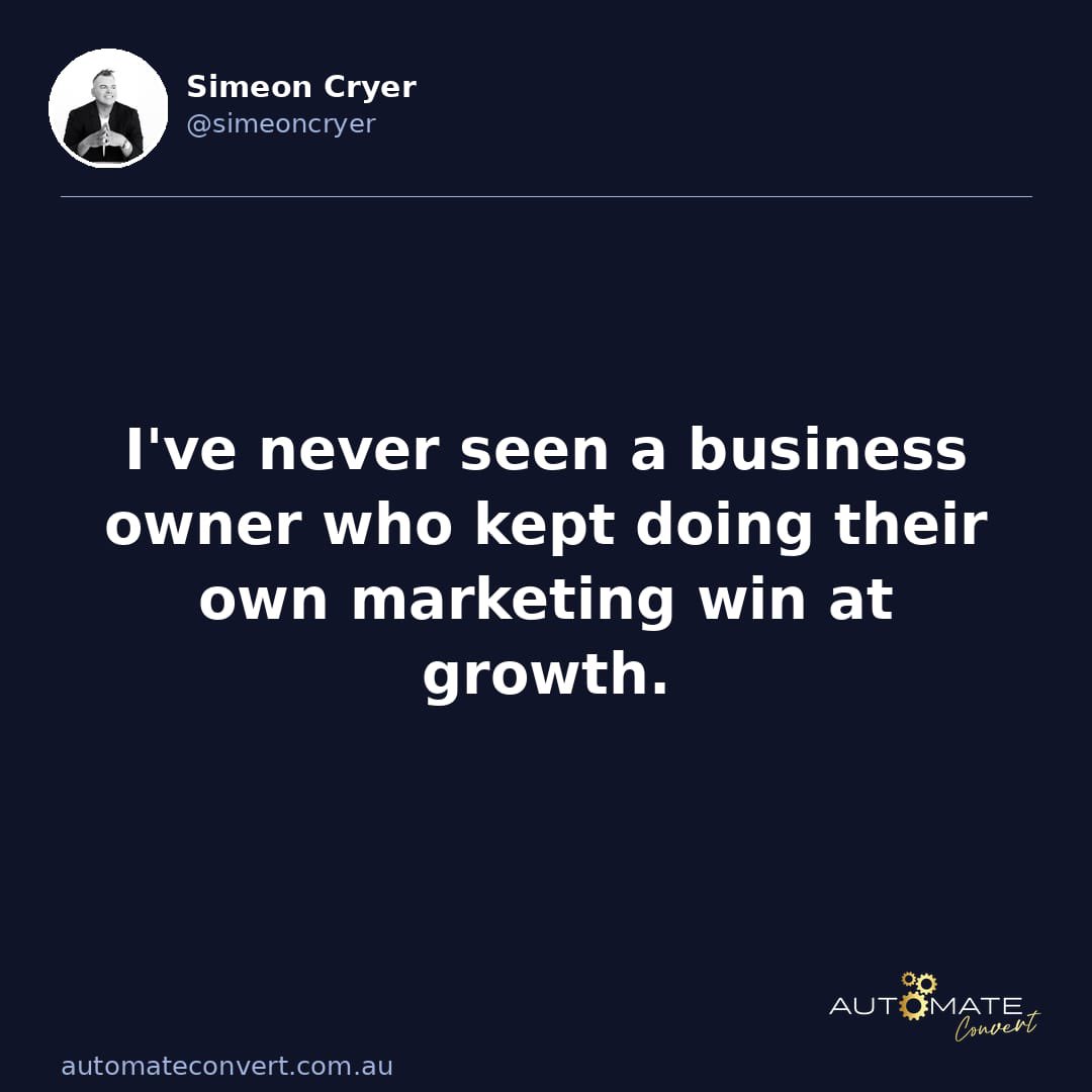 simeoncryer's tweet photo. Not once.

Not because they weren't smart enough.
Not because they didn't work hard enough.

Because marketing is a full-time job.
And so is running a business.

The ones who scale pick one and get help with the other.

Which one are you still trying to do yourself? https://t.co/aDYve3TBZU