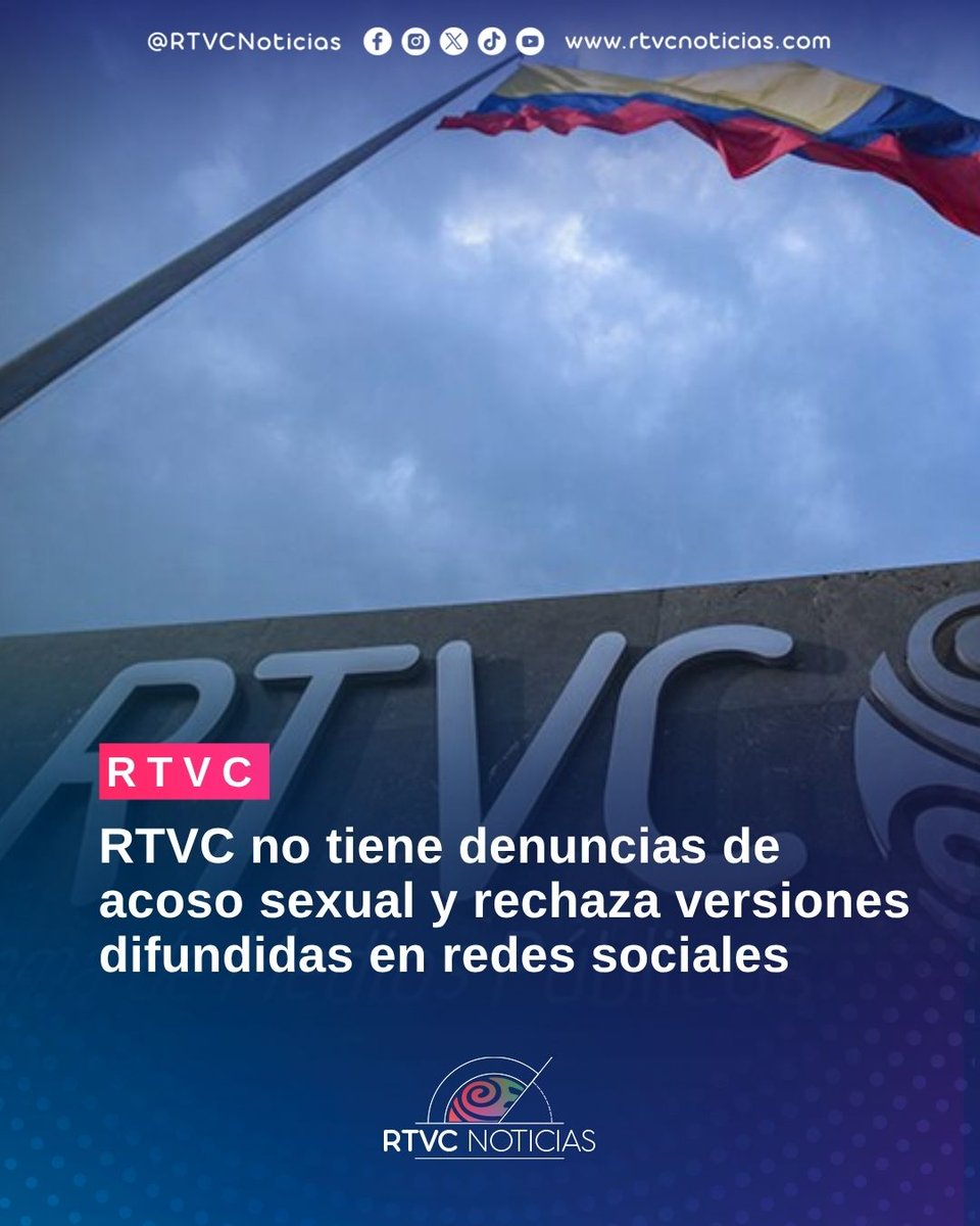 #RTVC El Sistema de Medios Públicos RTVC no tiene denuncias formales por acoso sexual dentro de la entidad. El Sistema de Medios Públicos rechaza las versiones difundidas en redes sociales que vinculan a la institución con presuntos casos de abuso.

La entidad informa que, hasta