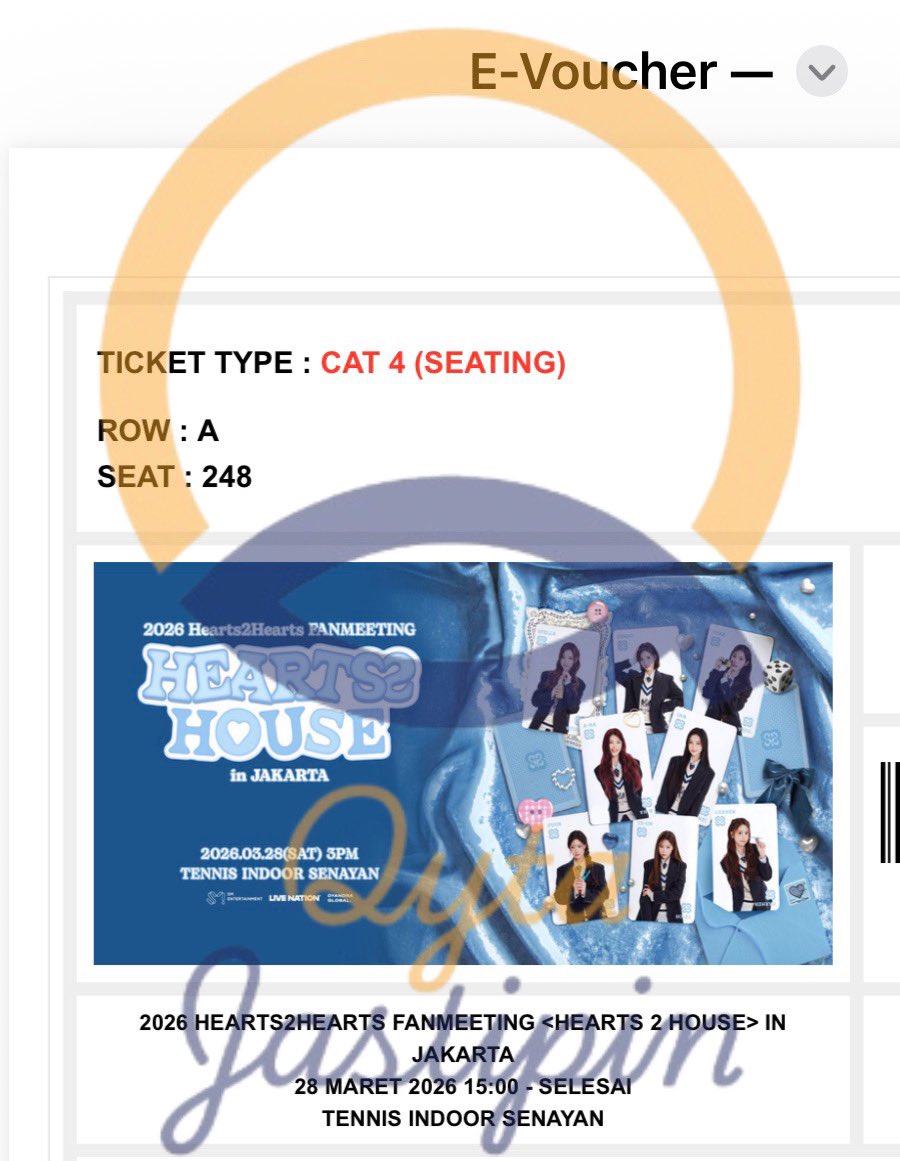 ukh_tami's tweet photo. ‼️ WTS ‼️
Want To Sell Tiket CAT 4 
2026 #Hearts2Hearts FANMEETING <HEARTS 2 HOUSE> IN JAKARTA

🎫 CAT 4 (Seating) - Row A Seat 248
💸Price : 2,5 jt 
📍 Presale Membership 
Alasan Jual : Tiket Cancel Costumer karena Masuk Shift Kerja 

📍Fullpayment Only - Masuk Group - Payment- E-voucher- Dibantu Tiket Fisik- COD Hari H 

Only serious buyer 
‼️NO HIT and Run ‼️