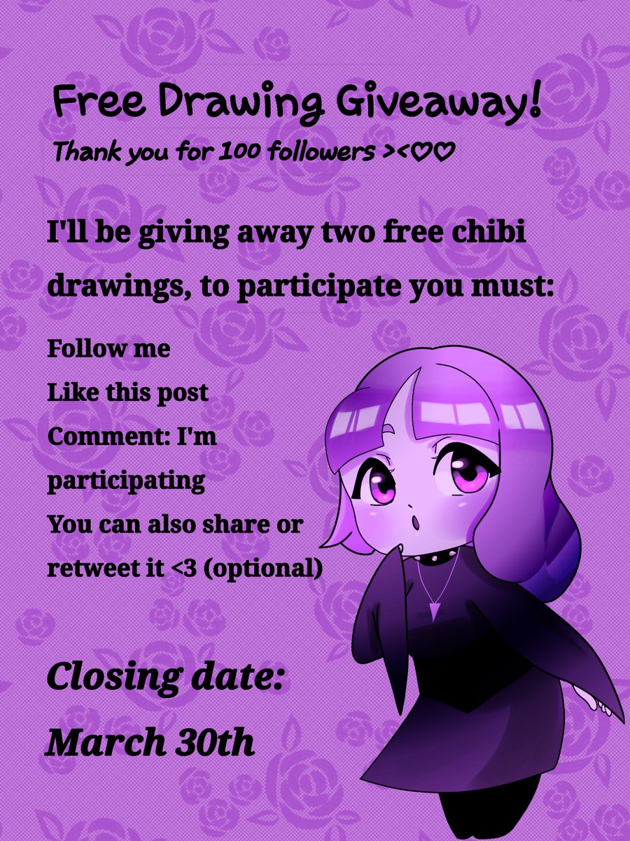 After the closing date, I will be contacting the winners via DM. Winners can choose their reference pose.

Good luck to everyone!✨️🦇
