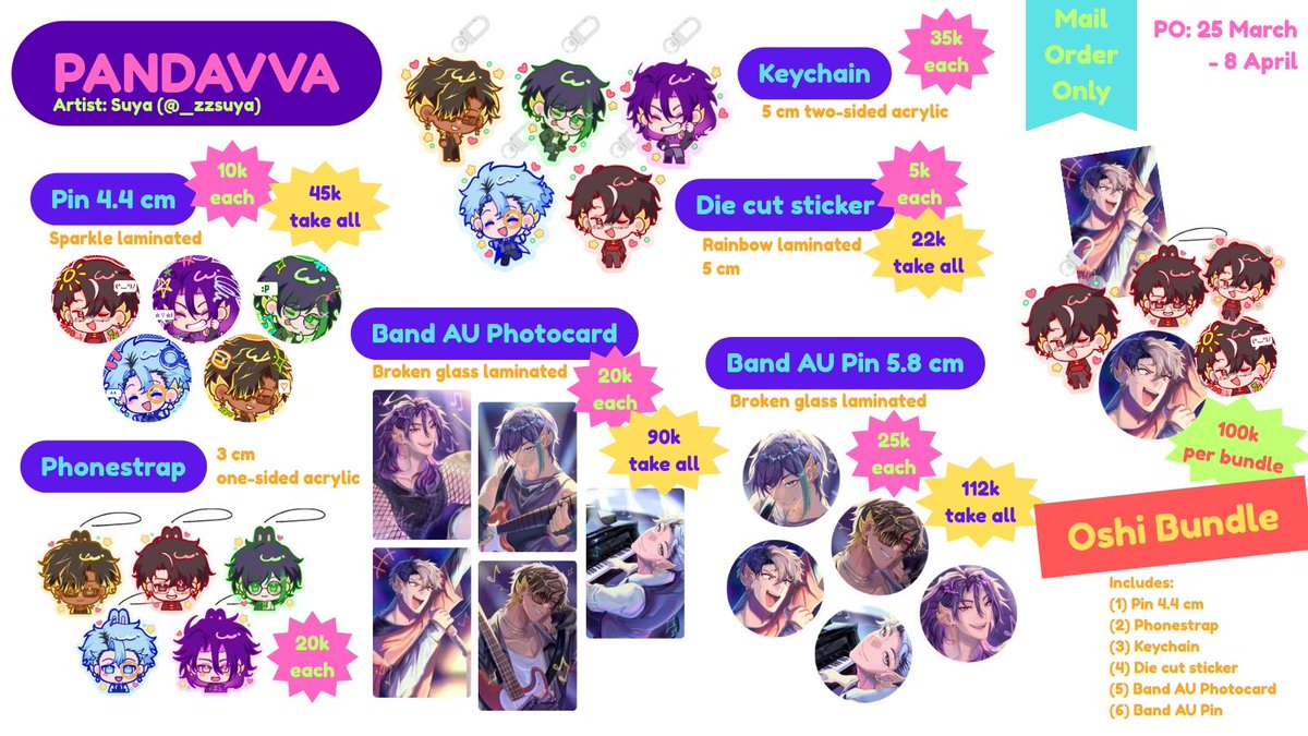 _zzsuya's tweet image. [ ♡ &amp;amp; ↺ are appreciated]

MAIL ORDER MERCH (...buat danus kuliah) IS OPEN ‼️
🗓️PO period: 25 Maret - 8 April
🌷JotForm: form.jotform.com/260815303255047
📝GI, HSR, LADS, Aikatsu, RE, FNAF, Gravity Falls, H2H, GMMTV, Aespa, Hoppers, Link Click, ORV, PANDAVVA, Originals

(1/2)