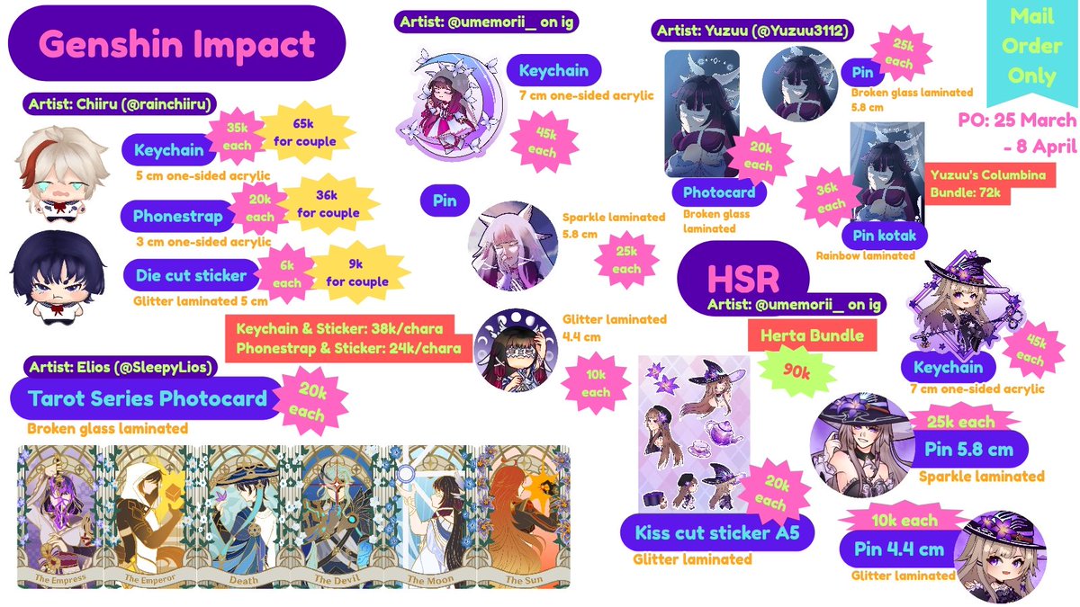 _zzsuya's tweet image. [ ♡ &amp;amp; ↺ are appreciated]

MAIL ORDER MERCH (...buat danus kuliah) IS OPEN ‼️
🗓️PO period: 25 Maret - 8 April
🌷JotForm: form.jotform.com/260815303255047
📝GI, HSR, LADS, Aikatsu, RE, FNAF, Gravity Falls, H2H, GMMTV, Aespa, Hoppers, Link Click, ORV, PANDAVVA, Originals

(1/2)