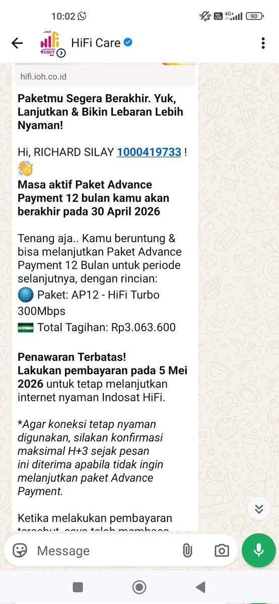 Richard_silay's tweet photo. @HiFicare Saya dapat wa ini trus saya mau lanjut berlangganan tapi saya salah tekan tombol tidak https://t.co/LJZqlLM2cd