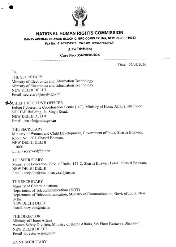 InformedAlerts's tweet photo. NHRC has written to the Ministry of Electronics and IT over alleged violations of the DPDP Act concerning children’s data.

Key concerns:

- No systems to track children’s data transfers
- Weak grievance redressal

This signals increasing regulatory scrutiny in India.
Source: ANI https://t.co/GYfZFv2gjc