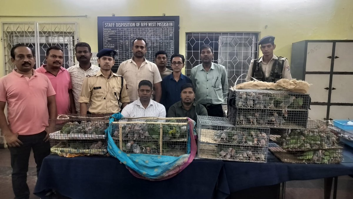 rpferasn's tweet photo. On 24.03.2026, #RPF CIB Unit and West Post of Asansol Division resued 600 Parakeet birds from wildlife trafficker. Later handed over to the concerned Forest Officer/ Asansol.
#Operationwilep @ErRpf https://t.co/7JscchpgkM