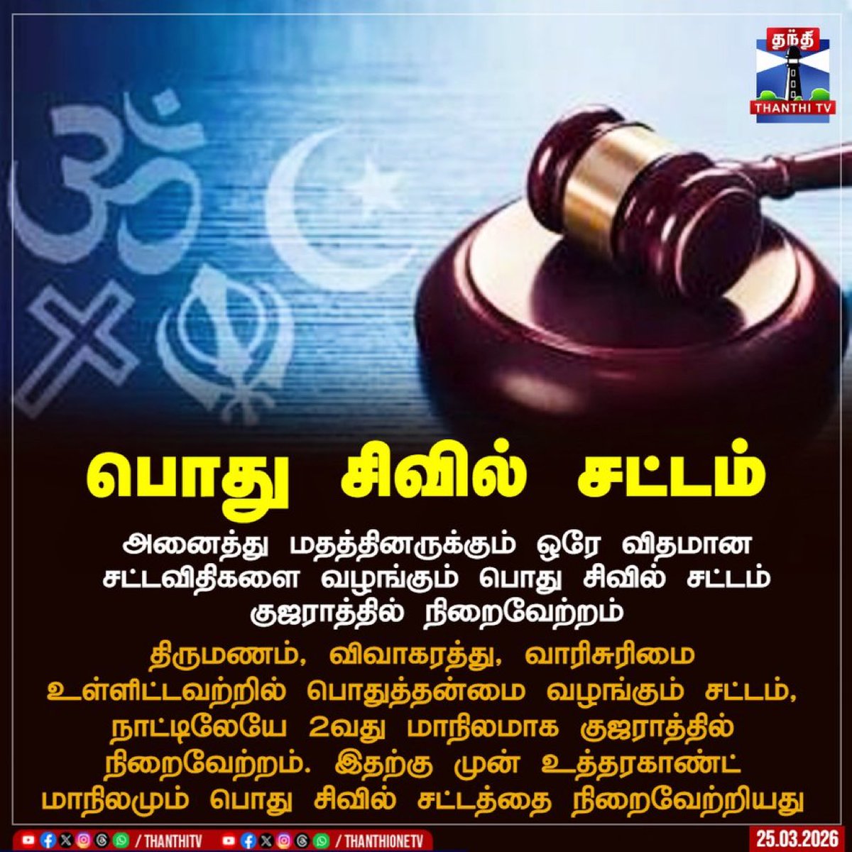 21sparksacademy's tweet photo. பொது சிவில் சட்டம் நிறைவேற்றிய மாநிலங்கள்.
1. உத்தரகாண்ட்
2. குஜராத்
#CommoncivilCode #India #Uttarakhand #Gujarat https://t.co/oahMPtmLIz