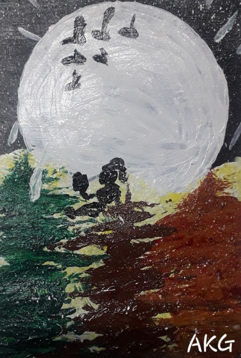 Advocateakg's tweet photo. Art of the Day! "Reading on a startfall night". Buy at: https://t.co/WzOJca4IeP https://t.co/rZeYDzXZJQ