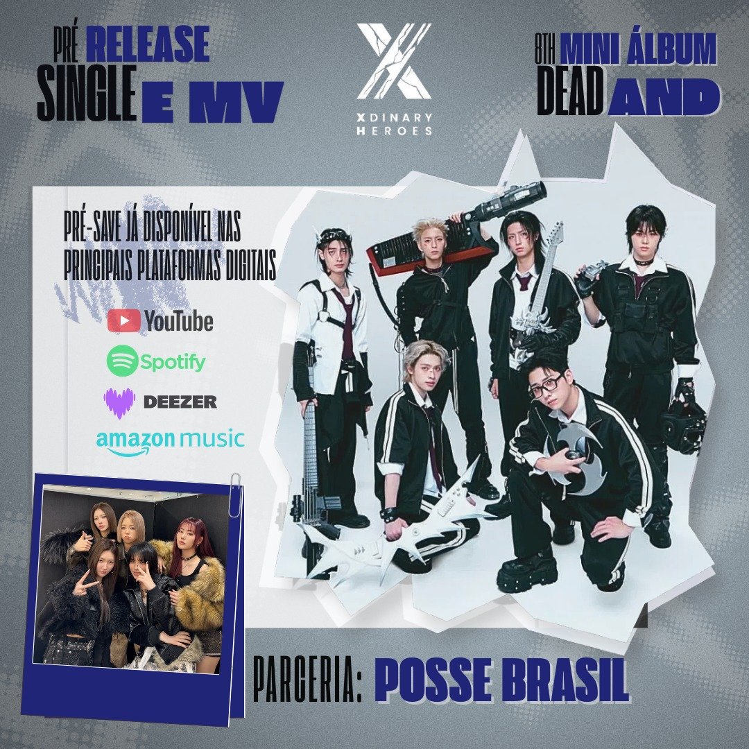 🖤  VAI TER SOFRIMENTO EMO!!!  🖤

Xdinary Heroes acaba de lançar o MV de "X Room", single de pré-lançamento do 8º mini álbum da banda, <DEAD AND>! 🔥

O álbum completo chega no dia 17/04 às 01h (horário de Brasília).

🎬 Confira agora o MV completo de "X Room" no canal oficial e