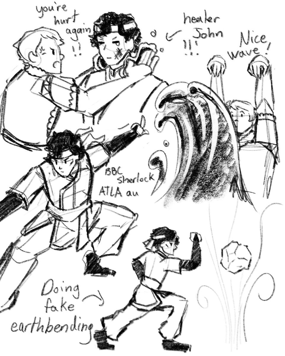 I’ve been binge watching avatar the last airbender (again) and it revived my Sherlock AU I made a few years ago

They exist when the war is still happening, Sherlock is a hidden airbender and John is a waterbender from the the North Pole :)

#sherlock #atla #johnlock