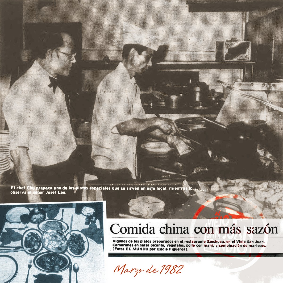 El Szechuan de la calle San Justo allá para marzo de 1982

El chef Sun Leung Chu, es uno de los máximos exponentes de esta cocina. Apenas habla español, tampoco habla inglés, sin embargo se expresa ampliamente en los platos que prepara y que presenta con muy buen gusto y sazón...