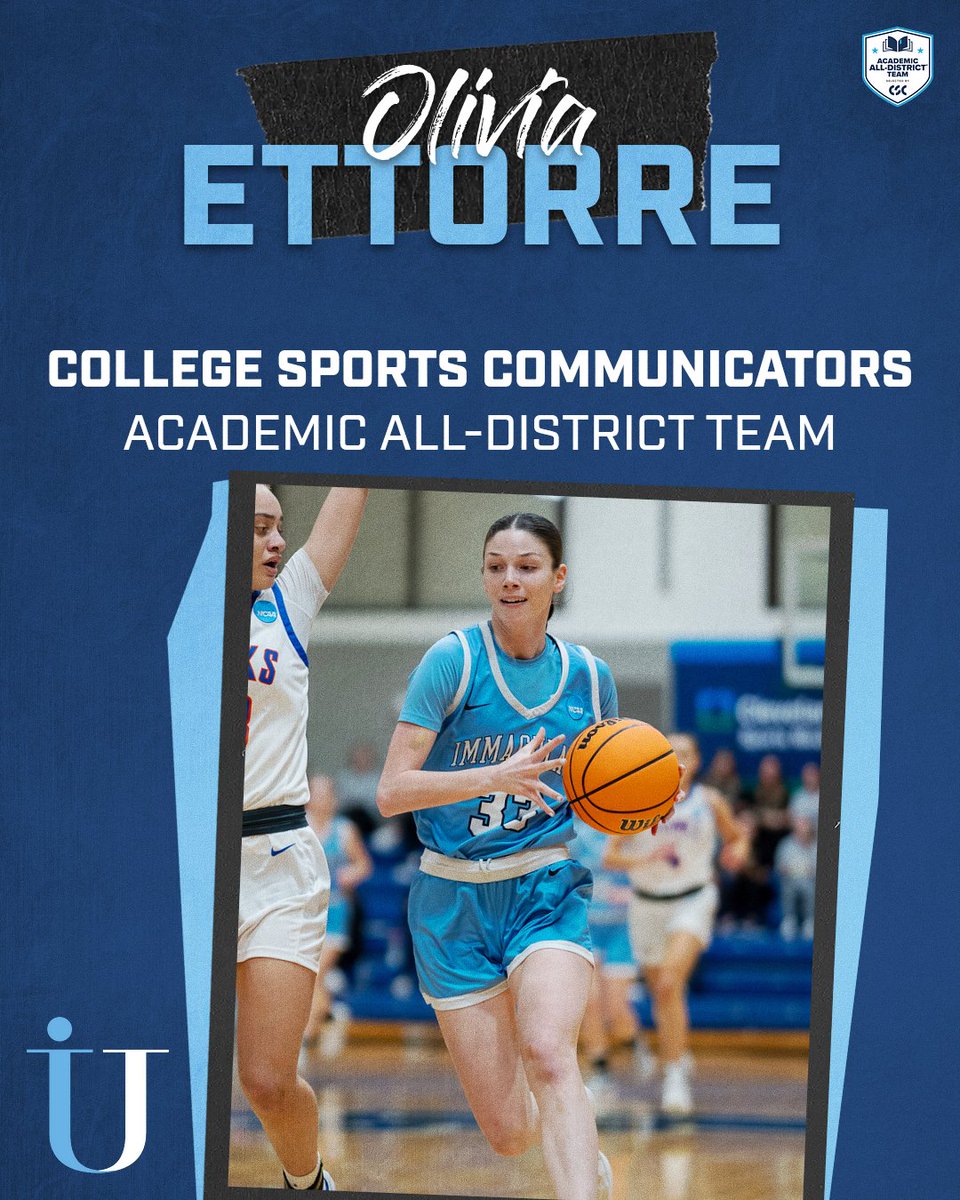 IUMightyMacs's tweet photo. Huge congrats to Olivia Ettorre, Riley Cassidy, and Carly Coleman of Immaculata Women’s Basketball on earning College Sports Communicators Academic All-District honors! 📚🏀
Excellence in the classroom AND on the court—proud moment for the Macs.
#RollMacs https://t.co/s9kHuMoEVF