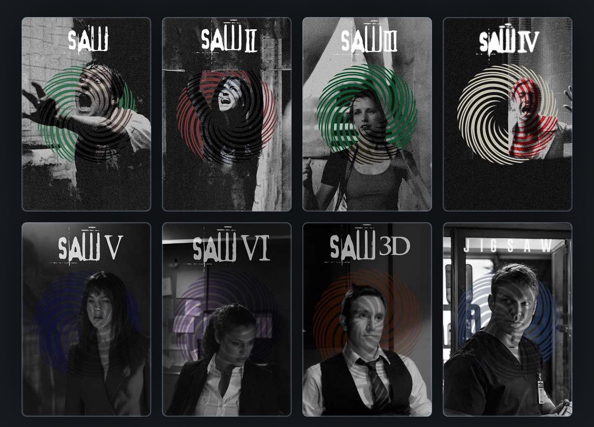 sinobite's tweet photo. obsessed w these posters for the saw movies https://t.co/8lgoiGAJsa