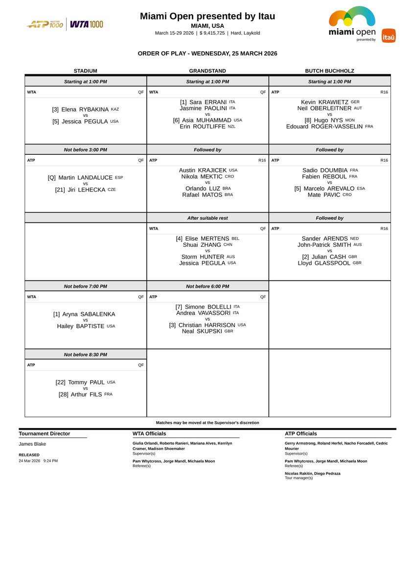 Order Of Play Tennis tweet media