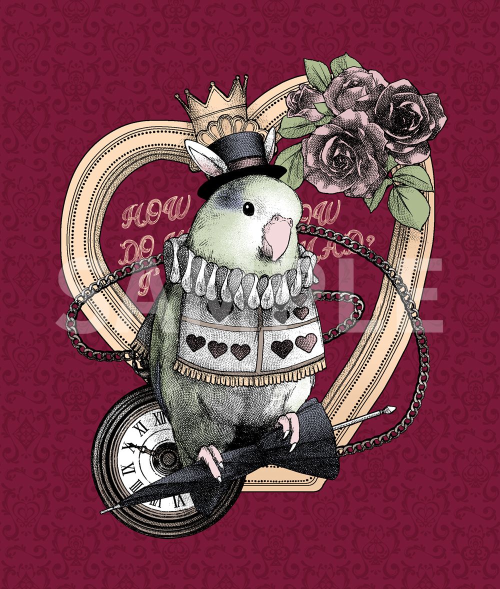 tacchi_nabi's tweet photo. 新しいシリーズ描きました！
アリスモチーフです どれがどのキャライメージか分かるかな……？
4/4-5の鳥フェス広島よりグッズ販売予定です！ぜひお越しください～
#鳥フェス #鳥フェス広島 https://t.co/reF4yvb4yX