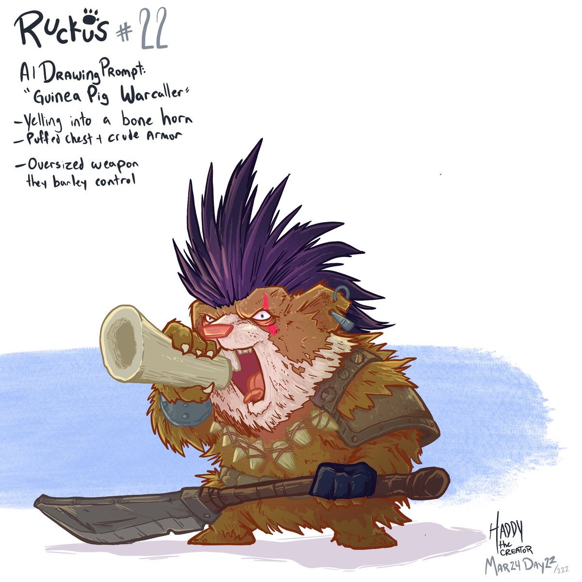 TheHaddy's tweet photo. Ruckus 22  / 222

“All of your veggies now belong to us!”  

He’s not negotiating.  

#characterdesign #dailyart #illustration #creaturedesign https://t.co/m5MfnjoduI