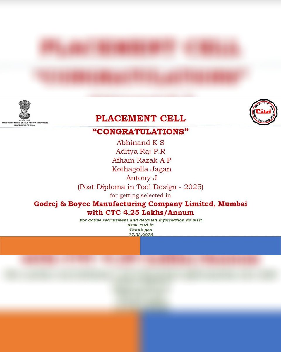 CITD Hyderabad ; Ministry of MSME,GoI tweet media