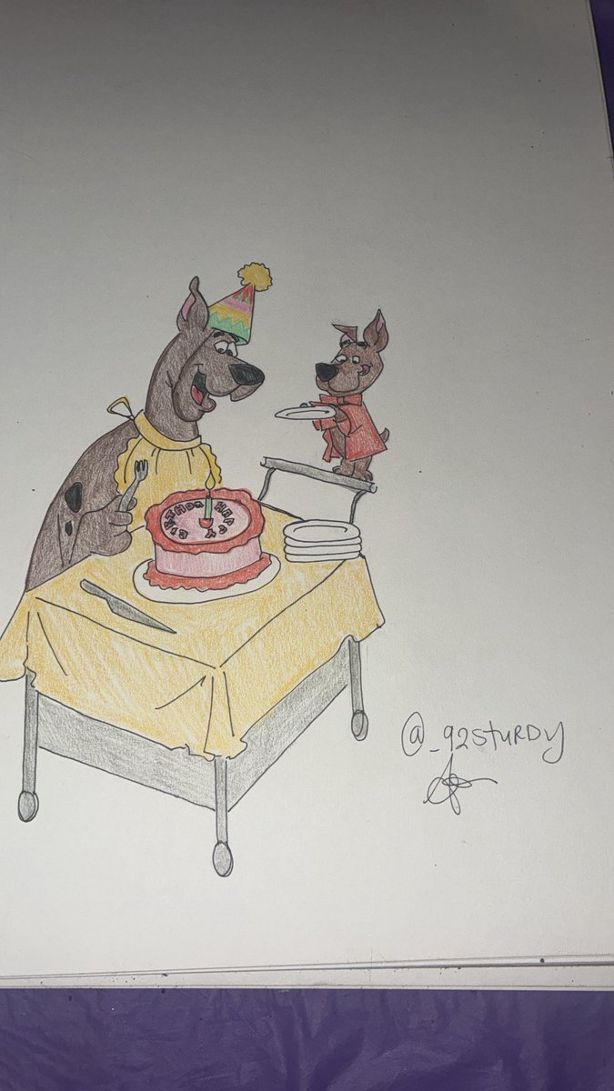 92sturdy's tweet photo. To the LOVELIEST BIRTHDAY AND MANY MORE TO COME๐๐ซ BUT AYE SCRAPPY this year I WONT HOLD BACK ๐๐ #birthdaypost #thankyou #scoobydoo #artreveal #peninkart https://t.co/pT463Jl7Ls
