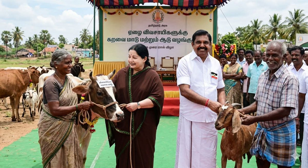 ஆண்டுதோறும் இரண்டு லட்சம் விவசாயிகளுக்கு விலையில்லா 

கறவை மாடு , ஆடு வழங்கும் திட்டம் மீண்டும் செயல்படுத்தப்படும் 

- மாண்புமிகு எடப்பாடியாரின் தேர்தல் வாக்குறுதி